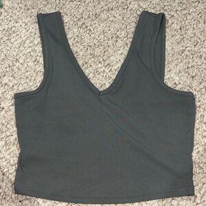 Women's Ribbed V-Neck Tank Top - Black